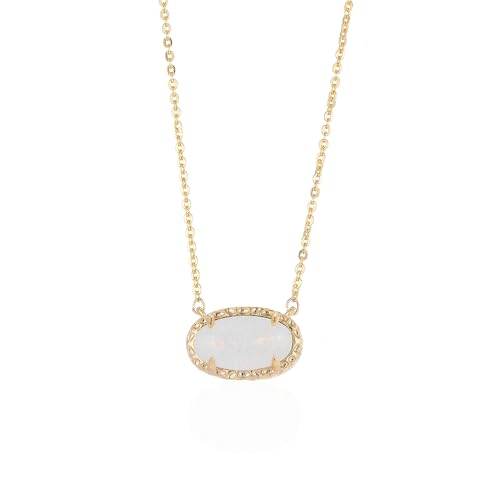 ANAHAT Gold Necklace for Women 14K Gold Plated Dainty Gemstone Pendant Necklace Stone Choke Necklace...