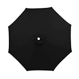 HVSYVVSRL 300CM Sonnenschirm Austauschbare Stoff Gartenschirmabdeckung Outdoor UV Sonnenschutz Terrassenarmschirmabdeckung Regenfestes Sonnenschirmdach Weit Verbreitet(Black)