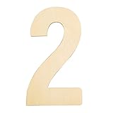 Y8HM 16Inch/40cm Large Unfinished Wooden Number 2, 0.2Inch/0.5cm Thick Blank Wood Number Signs Borad