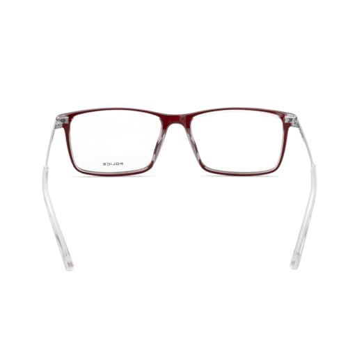 Image of Police Eyewear| Rectangular | Men | Large | Shiny Crystal Red Acetate Frame