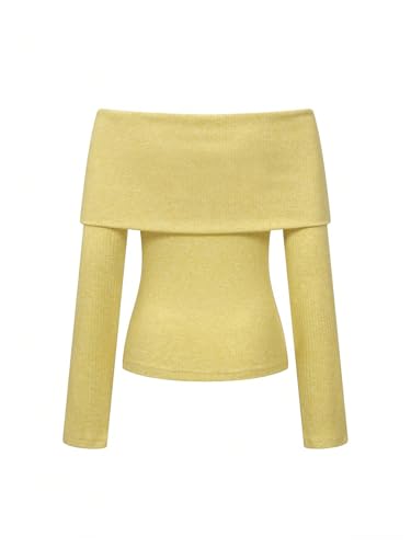 SOLY HUX Women's Off The Shoulder Sweater Long Sleeve Knit Casual Trendy Pullover Tops3