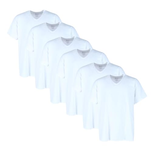 Fruit of the Loom 194422052744 Men Short Sleeve V-Neck T-Shirt White - 3XL - Pack of 6
