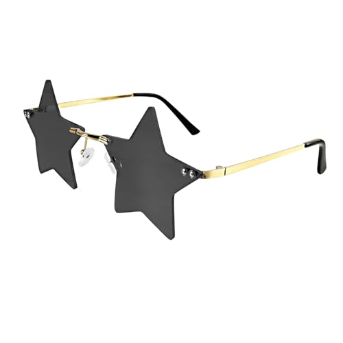 Klfoho Rimless Star Shape Sunglasses for Party