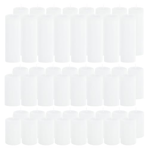 CHICERA 48-Pack White Pillar Candles Bulk Set - 2x3 2x4 2x6 Inch Unscented Dripless Pillar Candles for Weddings Home Decor & Centerpieces - Clean Burning Smokeless Decorative Candles