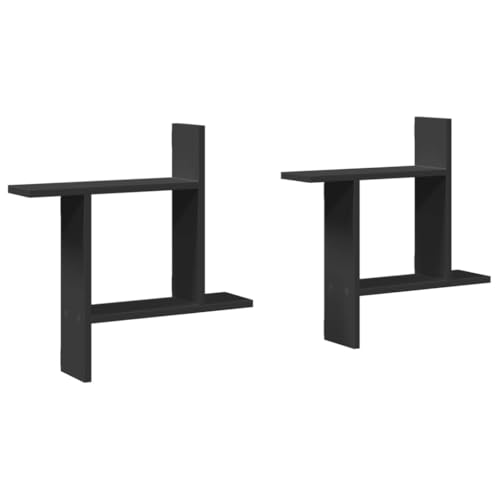 Modern Floating Wall Shelves Set of 3, Black Engineered Wood Storage for Books and Photos, Minimalist Display Shelves for Living Room and Office Organization - Image 4