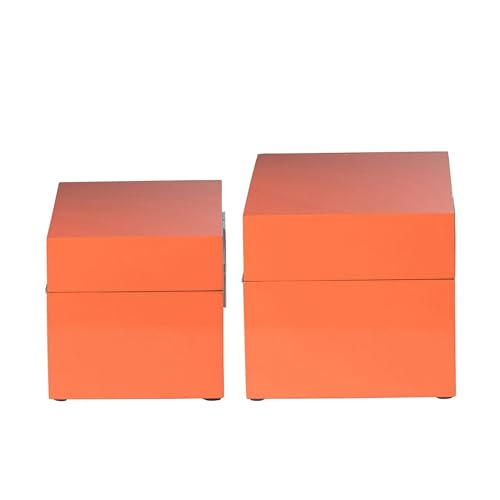 Lot de 2 boîtes décoratives géométriques en métal orange 27,9 cm