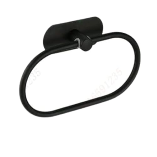 Matte Black Adhesive Towel Rack No Drill Stainless Steel Towel Holder for Bathroom & Kitchen Waterproof Wall Mounted Hand Towel Ring Heavy Duty Rustproof Space-Saving Organizer