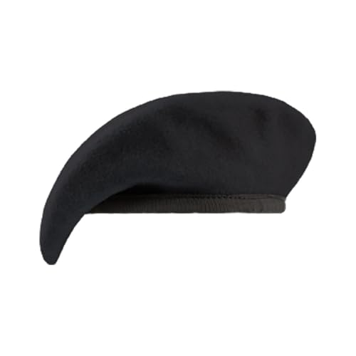 Uniform Accessories Unlimited Inc Black Beret with Leather Pre Shaped (7 7/8)