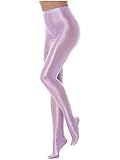 iEFiEL Topmodisch Damen glänzende Strumpfhose Blickdichte Silk Strumpfhosen Tanzstrumpfhose 70den Strümpfe Frauen Shaping Socken Öl Socken Shiny gr. M-XL Hell Violett M