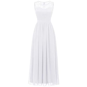 Aupuls avondjurk, bruidsmeisjesjurk, basic chiffon en kant, mouwloos, lengte tot op de vloer