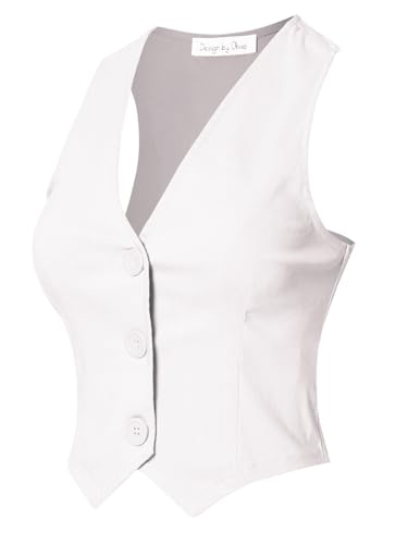 Design by Olivia Women's Dressy Casual Versatile Cropped Button Front Suit Vest Waistcoat2