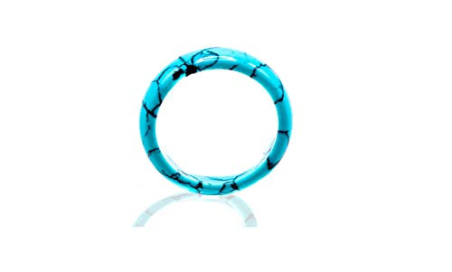 LTC Designs Genuine Turquoise-Colored Howlite Gemstone Banded Ring (Ring Sizes: 5.5, 6, 7, 8, 8.5)
