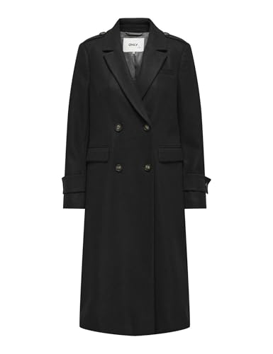 ONLY Onlnancy Life Mili Long Coat CC Otw Cappotto, Nero, S Donna