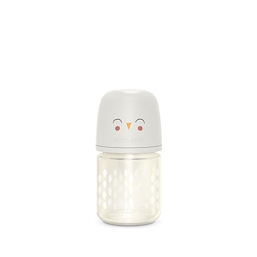 Image of Suavinex Bonhomia Glass Baby Bottle with SX PRO Silicone Nipple, Anti Colic Baby Bottles, Baby Bottles for Breastfed Babies, Slow Flow, 0mo, 4oz, Beige