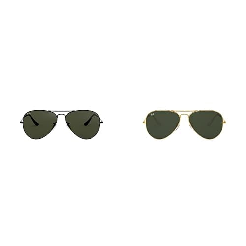 Ray-Ban Aviator Large Metal Gafas Sol Unisex Negro/Green 58 + Dorado Grey/Green…