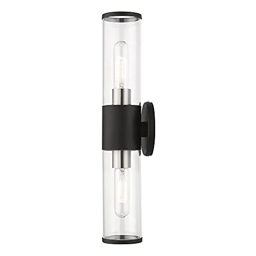Image of Livex Lighting 17282-04 Banca 2-Light Wall Sconce, Black /Brushed Nickel | Brushed Nickel Accent