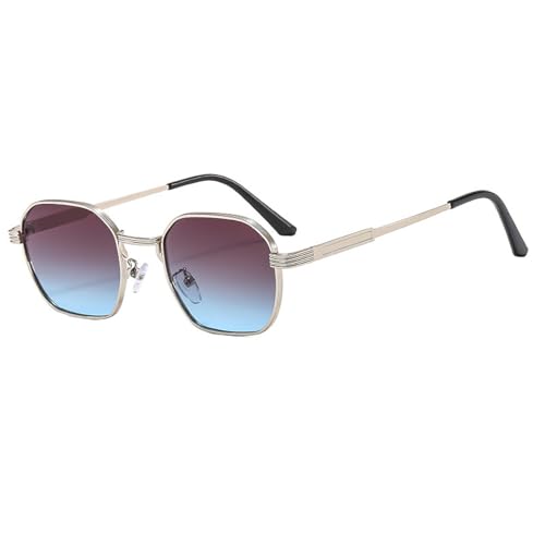 Lunettes de soleil rétro pour femmes à montures métalliques noires et verres dégradés UV400