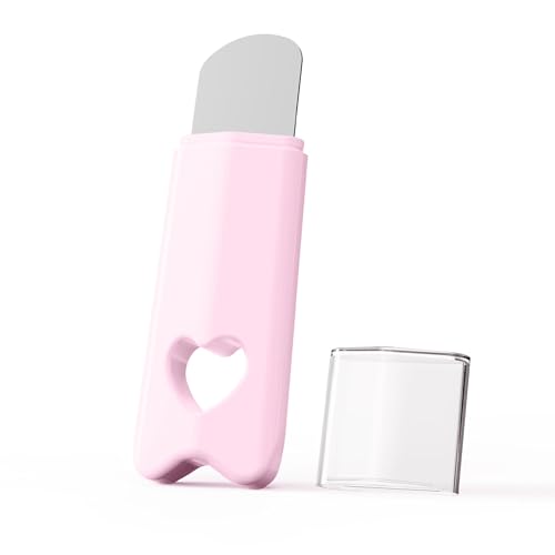 MIRVIAST Heart-Shaped Design Blackhead Remover Tool, Stainless Steel Skincare Tools Facial Cleansing Scraper, Skin Scrubber Face Spatula for Nose and T-Zone, Skin Care Tool for Men and Women (Pink)