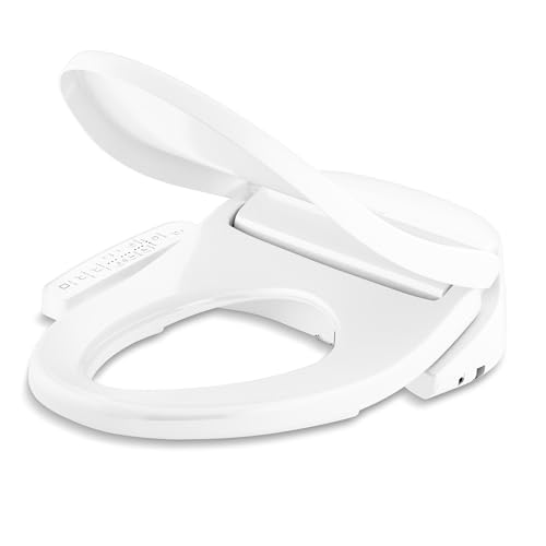 Kohler PureWash E580 Round Bidet Toilet Seat, White, Quiet-Close Lid Prevents Slamming, Self-Cleaning Wand, Adjustable Water Pressure with Multiple Cleansing Options