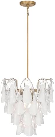 Metropolitan Verla Crest 18" 5-Light Pendant - Legacy Brass with White and Clear Hand-Formed Glass (Bulb Not Included)