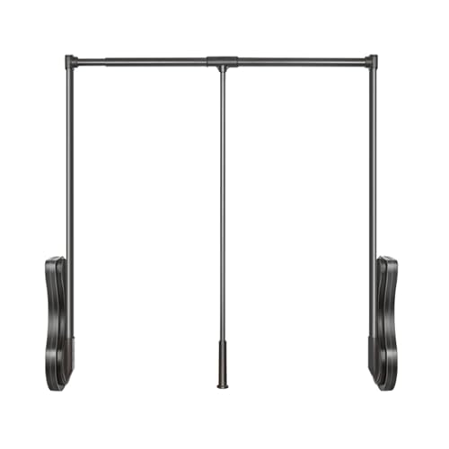 Barra de armario ajustable extraíble resistente para colgar ropa, sistema de almacenamiento de montaje lateral con tubo expandible, color café, 19 35.4 pulgadas