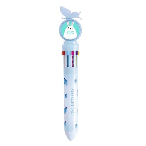 Stylo à bille rétractable multicolore avec motif lapin bleu pour fournitures scolaires