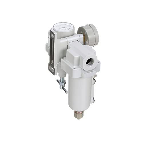 Pneumaticplus Sau420T-N04G-Mep Compressed Air Filter Regulator Combo 1/2" Npt -T-Handle, Manual Drain, Metal Bowl #TOP6