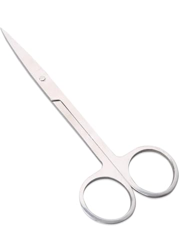 Nose Scissors Beard, Mustache and Eyebrow Trimmer, Stainless Steel, Silver, 4 Inch Long