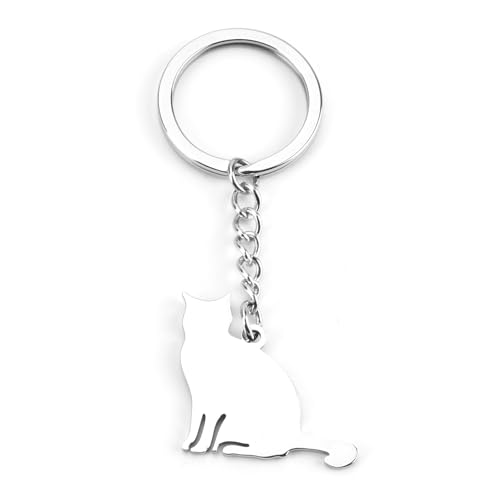 MUCOOS Einzigartiger und Einfacher Schlüsselanhänger - Personalisiertes Geschenk für Katzenbesitzer, Süßer Schlüsselbund mit Katzen Design
