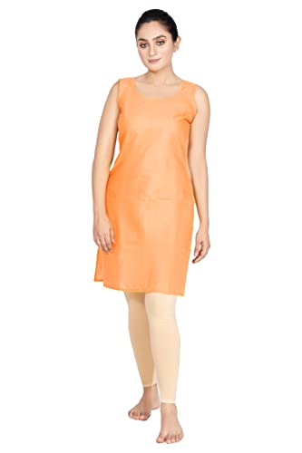 Image of Women's Cotton Long Camisole for Kurti /Suit Slip /Long Inner /Samij for Women Sameej /Knee Length Inner Wear /Sameez /Kurti Slip /Round Neck /Invisible