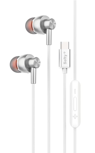 softy S20 Type C Wired in Ear Earphones with Mic & Hd Sound Quality, Super Bass All Type C Port Device Work for iPhone 15 Series,Samsung, Oneplus,Google and Other All Brand Mobile (White)