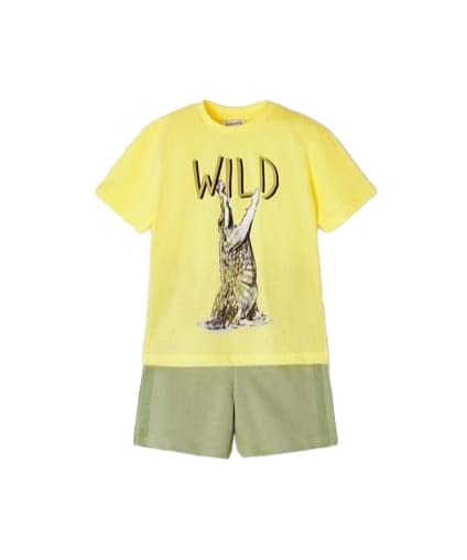 Mayoral Conjunto corto niño 4 años - 104 cm con camiseta amarilla cocodrilo + pantalón corto verde, amarillo, 4 años