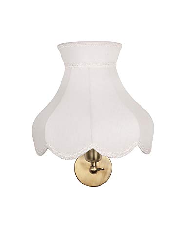 Fos Lighting Elegant 15 Inch White Ivory Fabric Shade Wall Lamp with Round Metal Base