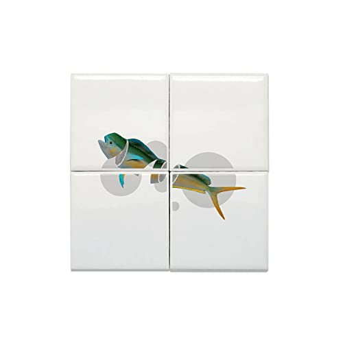 Carreaux céramique décoratif poisson citron art surréaliste de 30,4x30,4 cm pour cuisine
