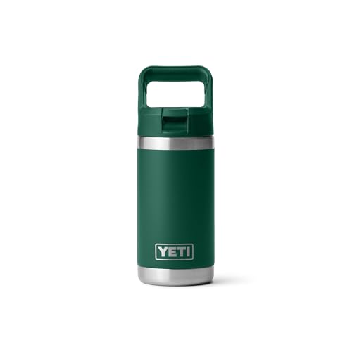 YETI Rambler Jr. 12 oz Kids Bottle, with Straw Cap, Black Forest Green