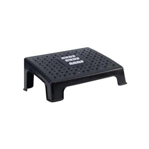 STOBAZA Sturdy Office Foot Stool with Massage Surface Portable Foot Support Tool for Home and Desk Use Back and Leg Comfort Enhancer Black