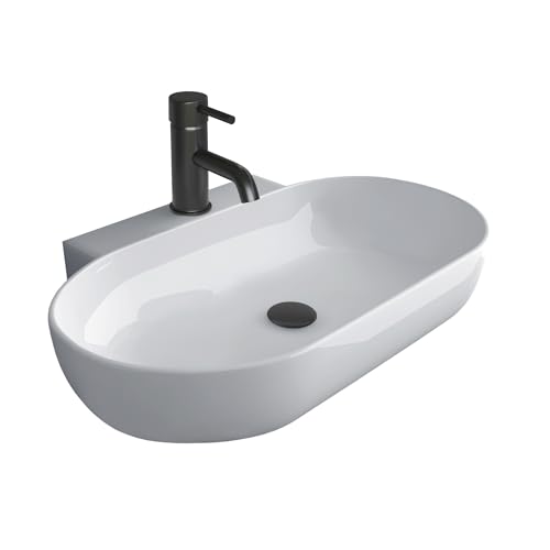 Alpenberger Gäste WC Waschbecken Bad Waschtisch | Aufsatzwaschbecken Oval | Hängewaschbecken mit...