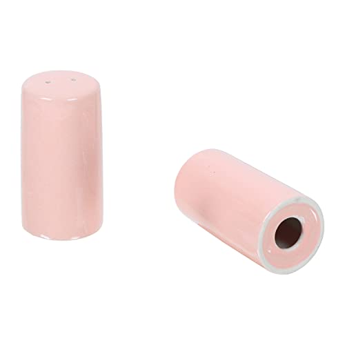 Image of QIMACPLUS Handcrafted Ceramic Salt and Pepper Shaker Set | Perfect Pour Holes for Kitchen, Dining Table, Picnic, Office, Restaurant, and Hotel | Set of 2 (Pink)