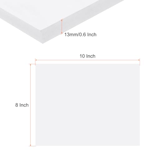 Image of Expanded PVC Plastic Sheet 1 /2 inch Thick, 8 inchx10 inch Lightweight Rigid Foam Sheet, [for Crafts Signage Displays Digital Screen Printing] - White / 1 Pcs