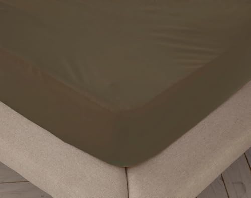 BOHEME Sábana Bajera Ajustable Lisa Chocolate Cama 135 cm   135x190/200 cm, 100% algodón.