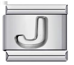 Image of Mon & Sons A - Z Embossed Silver Letter Initial Name Alphabet Personalised Birthday 9mm Italian Link Compatible With Modular Bracelet (J Silver)