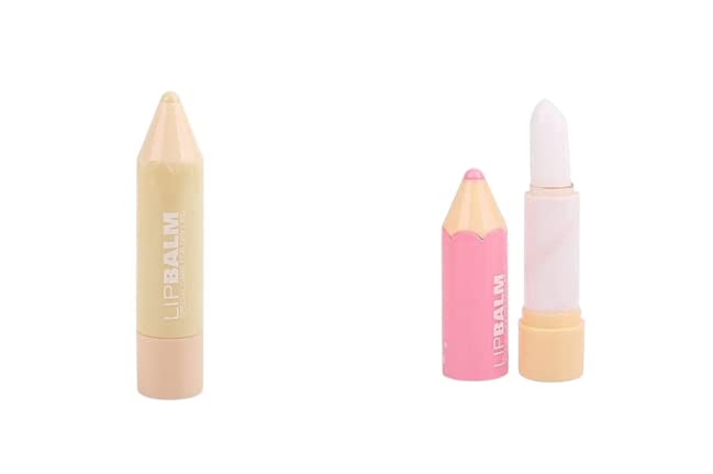 Crayons Pencil Shape Lip Balm Lip Moisturizing Stick Pack of two (Beige,Pink)-image-20
