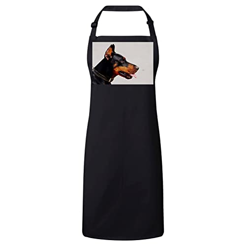 Tablier cuisine premium noir Doberman en tissu résistant et finitions soignées