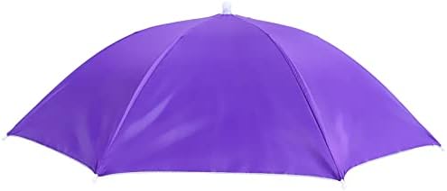 Haowecib Umbrella Hat, Waterproof Foldable Portable Polyester Fishing Cap Elastic Headband Easy to Wear Sun Rain Multifunction Headwear Umbrella Hat for Fishing Golf Camping Beach(Purple)