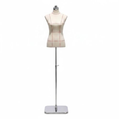 Qianly Maniquí Patronaje Ligero Busto Ajustable Costura Resistente Muestra Ropa Femenina para Costureras , Plata , Placa Cuadrada Plateada Espejo con Línea De Costura