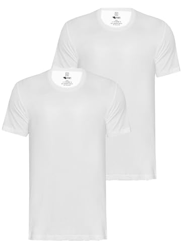Kit 2 Camisetas Slim Fit de Algodão Egípcio para Homens (2 Brancos, G)