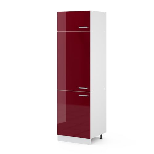 Vicco Armoire Haute Universelle R-Line, Rouge Bordeaux Haute Brillance, 60cm avec Portes, pour Le Rangement des ustensiles ménagers et des provisions