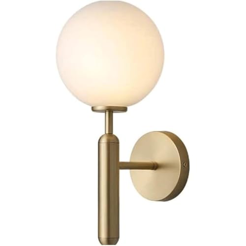Modern Brass Wall Sconces with Frosted Glass Shade, E12 Light Source, Stylish Bedroom & Living Room Decorative Lighting, Ideal for Staircase, Corridor & Porch