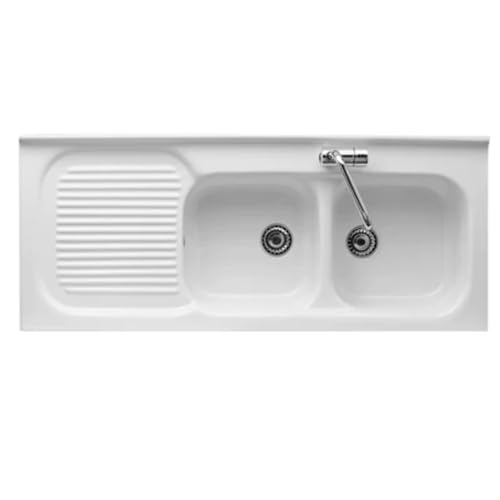 LAVELLO DI APPOGGIO CERAMICA CON 2 VASCHETTE LINPHA 120 cm Vasche Destra DX