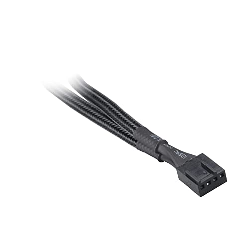 Akasa PWM Fan Splitter, 1 to 2 Ways 4-Pin PWM Fan, Speed Control PC Case Fan Splitter Extension Cable, Black Braided, 150mm 15cm, AK-CBFA04-15